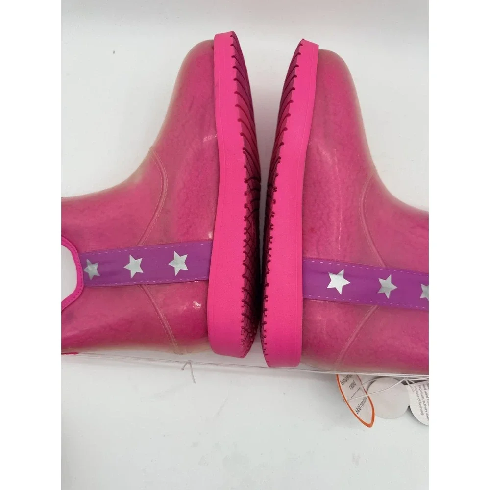 Wonder Nation Snow Boots Shoes Kids Size 10 Pink Pull On Star Fleece Winter